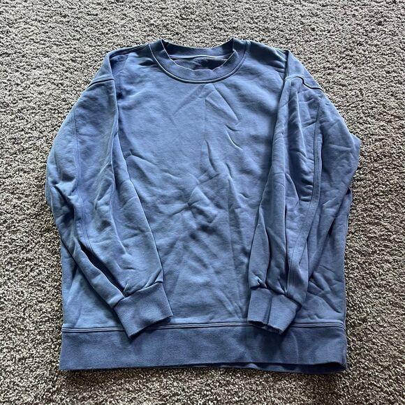 Lululemon Softstreme Oversized Crewneck Pullover Cropped Sweater Blue Women’s M - Picture 1 of 7